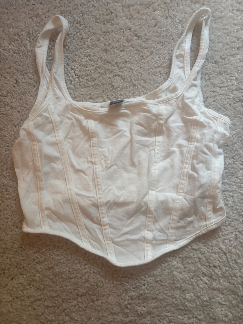 SHEIN White Corset-Style Crop Tank Top